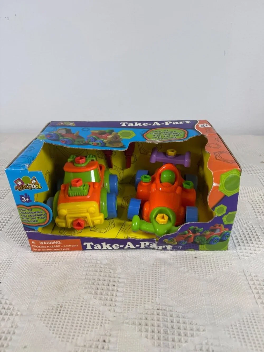 Take-A-Part Colorful Toy Car Train Set Kids Easy To Assemble Tools Provided NIB